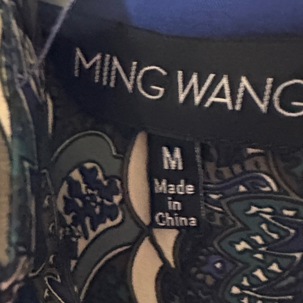 Ming Wang Long Sleeve Dress - Blue and Green Paisley - Picture 2 of 5